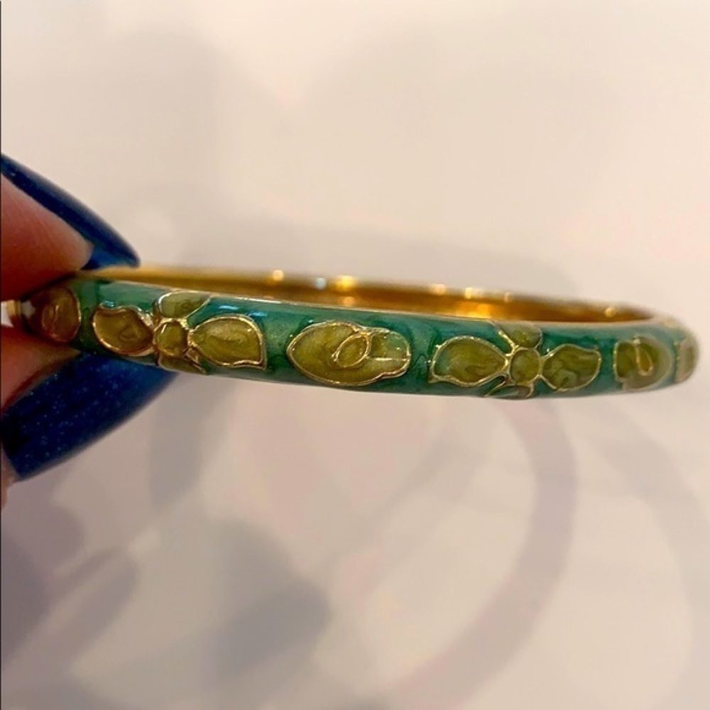 JTF green swirl enamel hinged clamp bangle - Picture 3 of 11